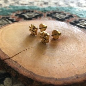 Tory Burch Small T Logo Gold Stud Earrings